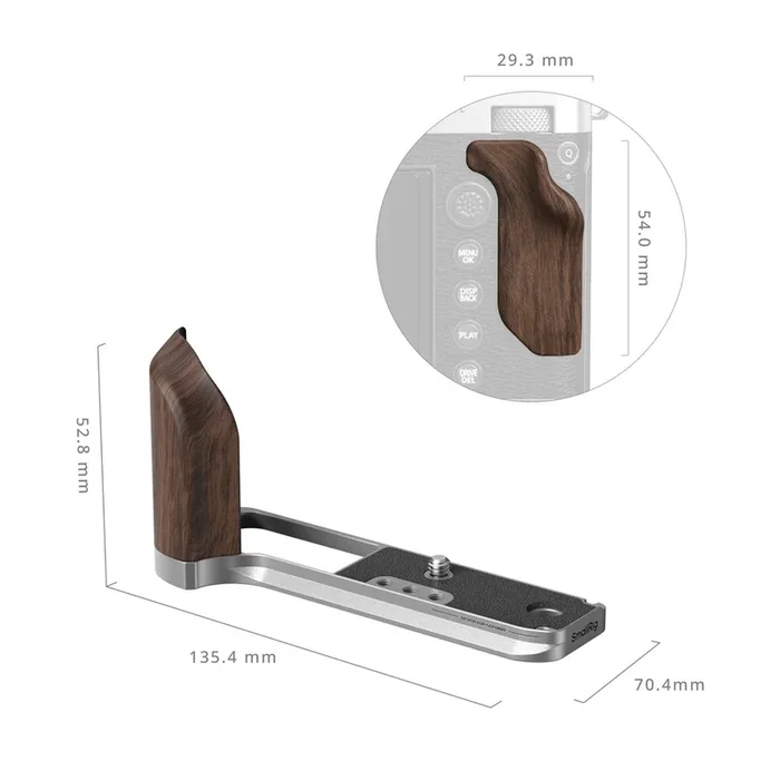 SmallRig 5265 L-Shape Mount Plate mit Wooden Handle für Fujifilm GFX100RF Silber